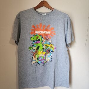 Nickelodeon Cartoon Tee in Gray with Orange Logo